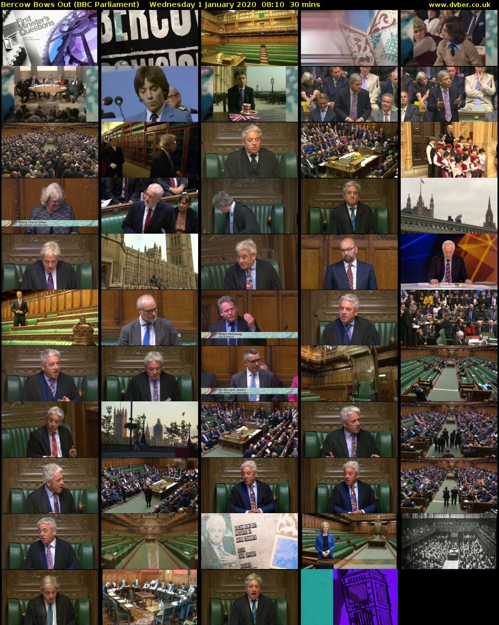 Bercow Bows Out (BBC Parliament) Wednesday 1 January 2020 08:10 - 08:40