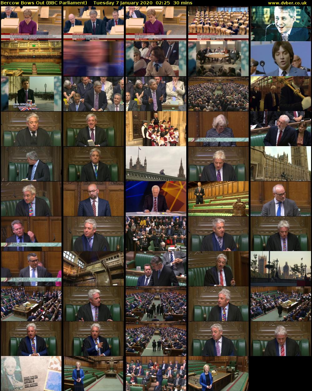 Bercow Bows Out (BBC Parliament) Tuesday 7 January 2020 02:25 - 02:55