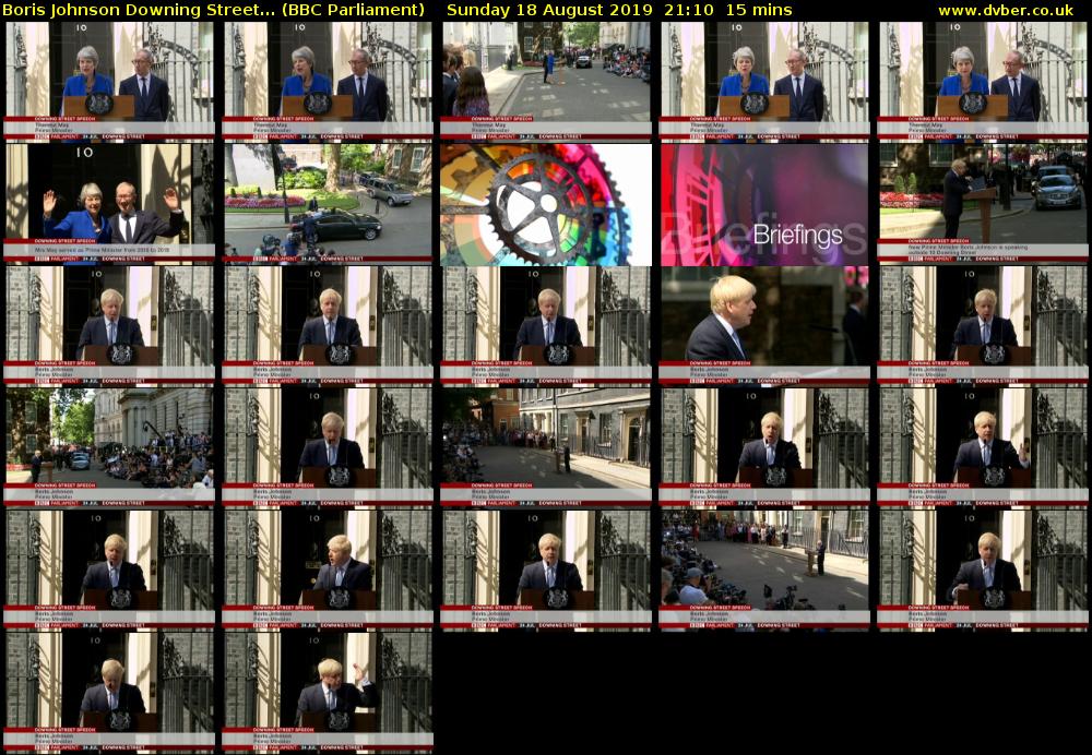 Boris Johnson Downing Street... (BBC Parliament) Sunday 18 August 2019 21:10 - 21:25