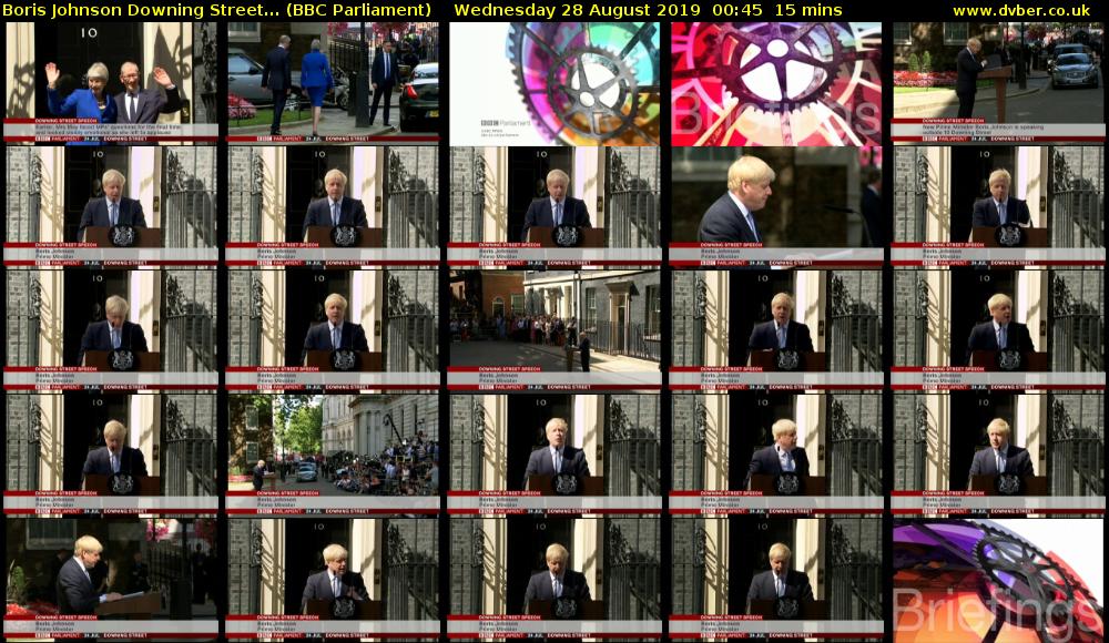 Boris Johnson Downing Street... (BBC Parliament) Wednesday 28 August 2019 00:45 - 01:00