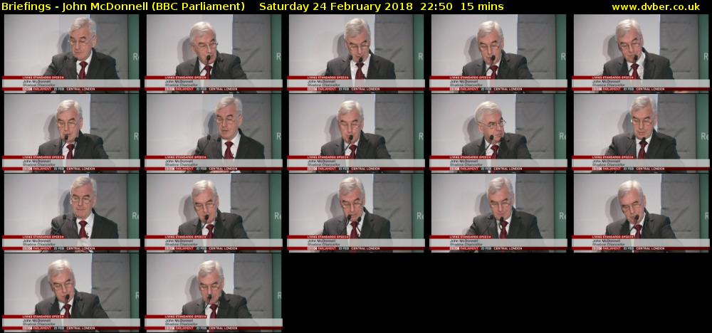 Briefings - John McDonnell (BBC Parliament) Saturday 24 February 2018 22:50 - 23:05