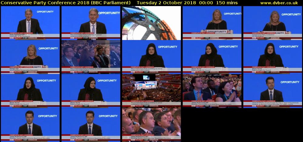 Conservative Party Conference 2018 (BBC Parliament) Tuesday 2 October 2018 00:00 - 02:30