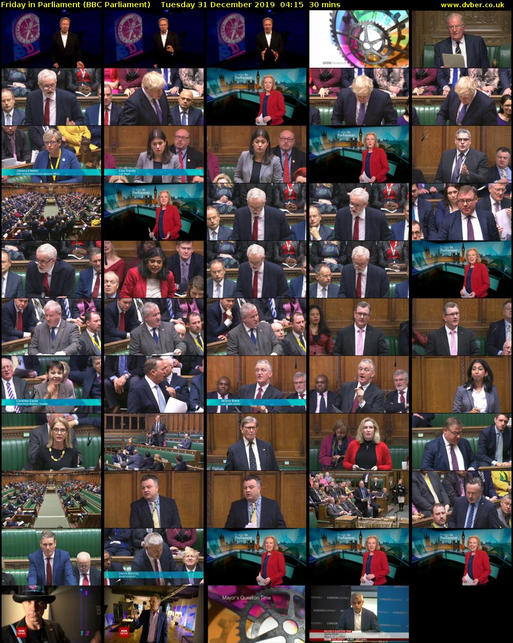 Friday in Parliament (BBC Parliament) Tuesday 31 December 2019 04:15 - 04:45