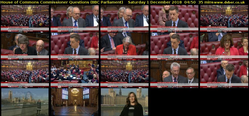 House of Commons Commissioner Questions (BBC Parliament) Saturday 1 December 2018 04:50 - 05:25