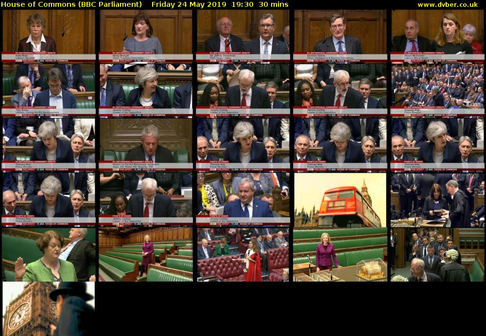 House of Commons (BBC Parliament) Friday 24 May 2019 19:30 - 20:00