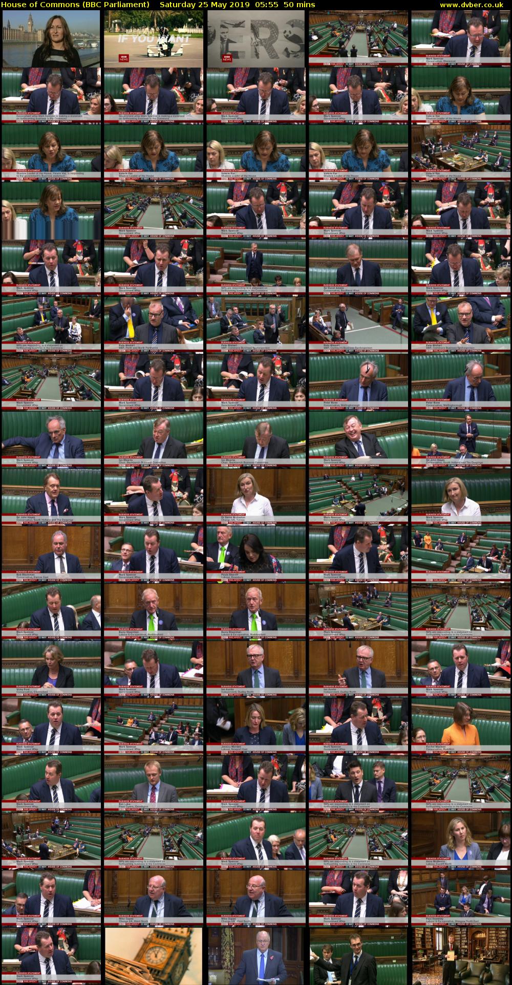 House of Commons (BBC Parliament) Saturday 25 May 2019 05:55 - 06:45