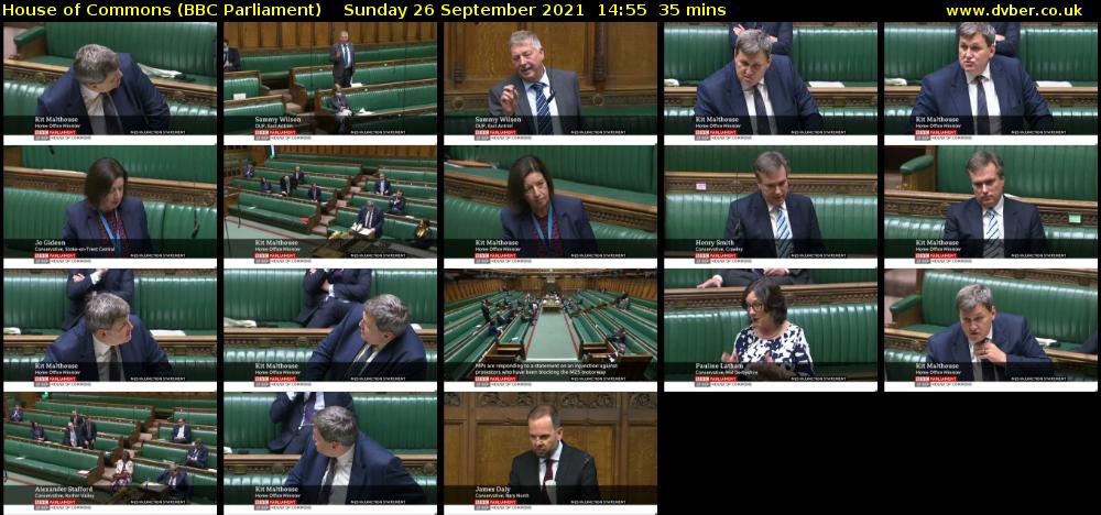 House of Commons (BBC Parliament) Sunday 26 September 2021 14:55 - 15:30