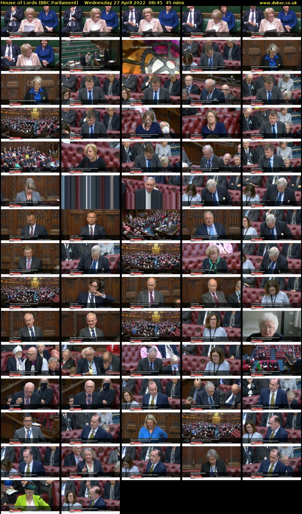 House of Lords (BBC Parliament) Wednesday 27 April 2022 08:45 - 09:30
