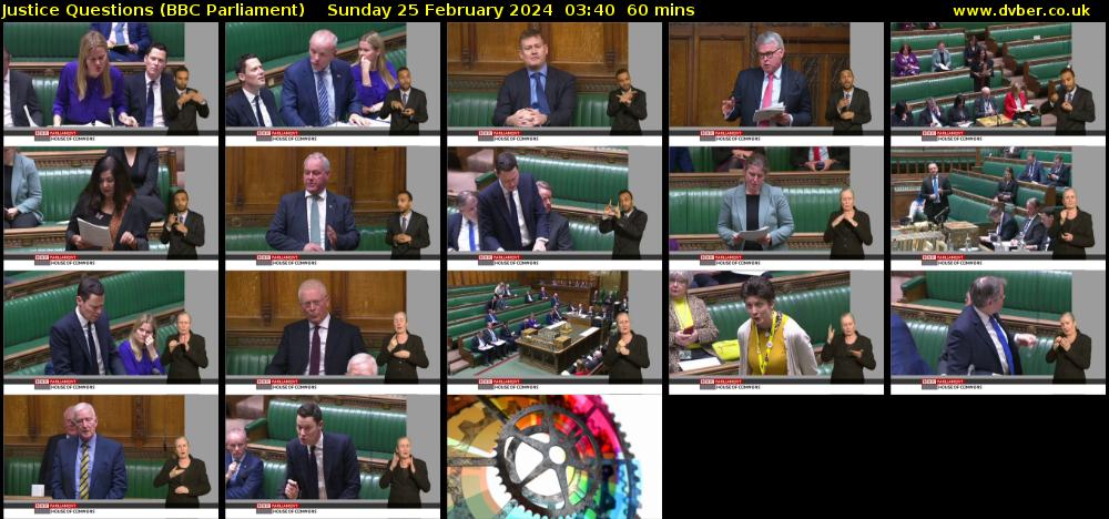 Justice Questions (BBC Parliament) Sunday 25 February 2024 03:40 - 04:40