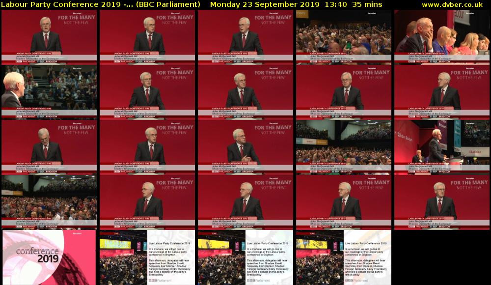 Labour Party Conference 2019 -... (BBC Parliament) Monday 23 September 2019 13:40 - 14:15