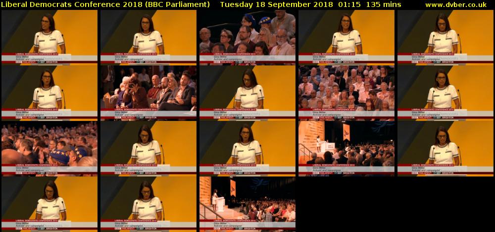 Liberal Democrats Conference 2018 (BBC Parliament) Tuesday 18 September 2018 01:15 - 03:30