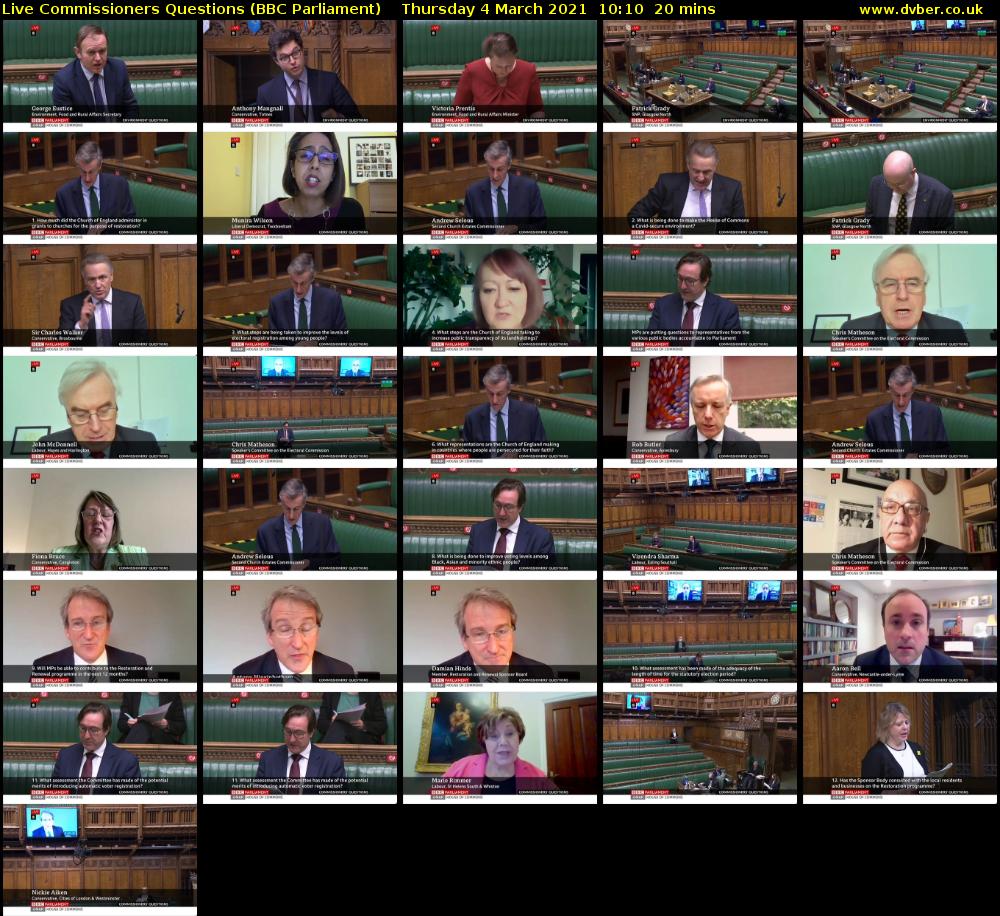 Live Commissioners Questions (BBC Parliament) Thursday 4 March 2021 10:10 - 10:30