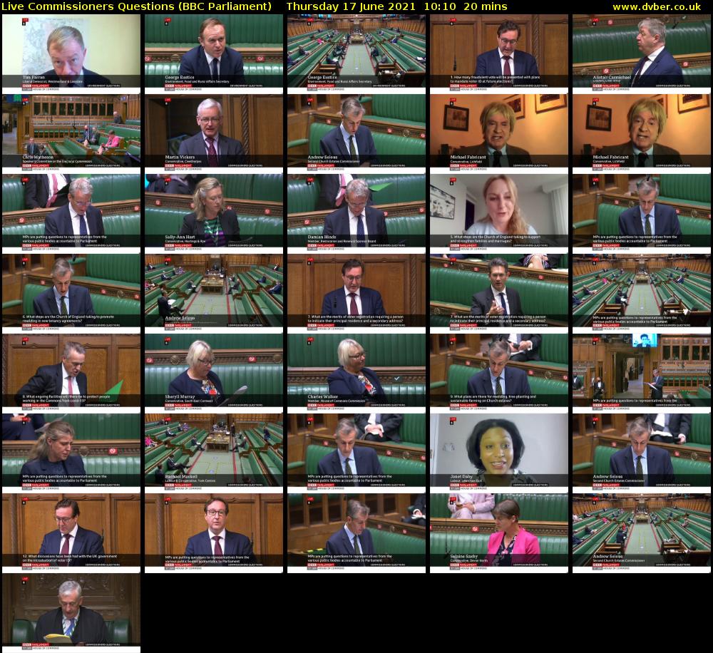 Live Commissioners Questions (BBC Parliament) Thursday 17 June 2021 10:10 - 10:30