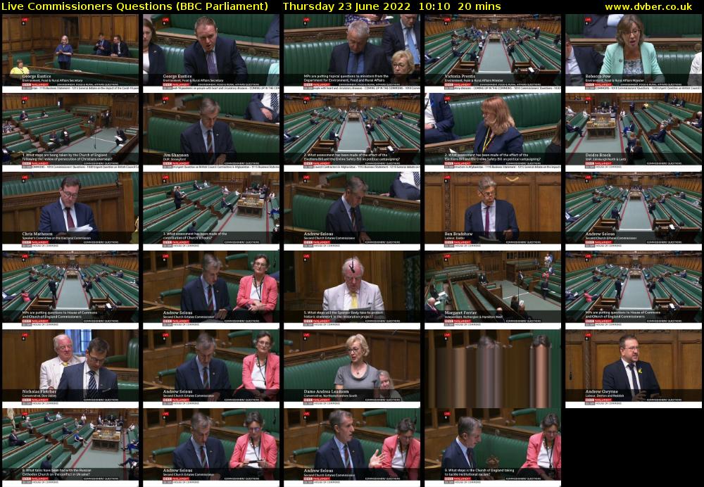 Live Commissioners Questions (BBC Parliament) Thursday 23 June 2022 10:10 - 10:30