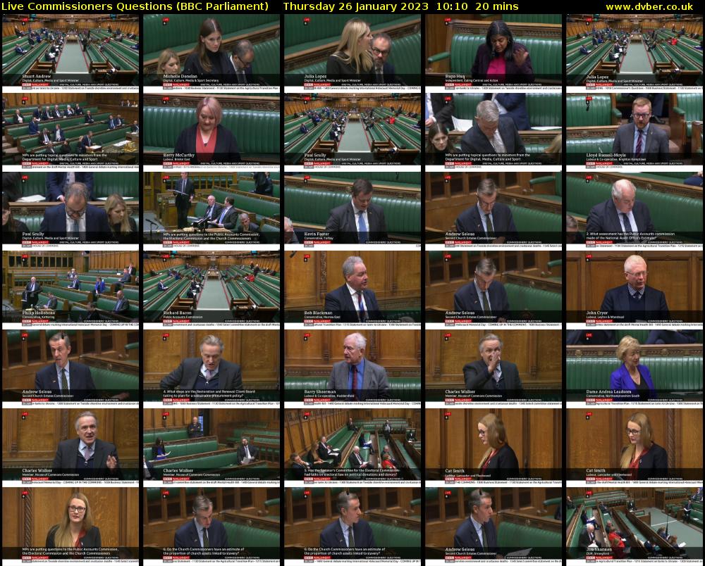 Live Commissioners Questions (BBC Parliament) Thursday 26 January 2023 10:10 - 10:30