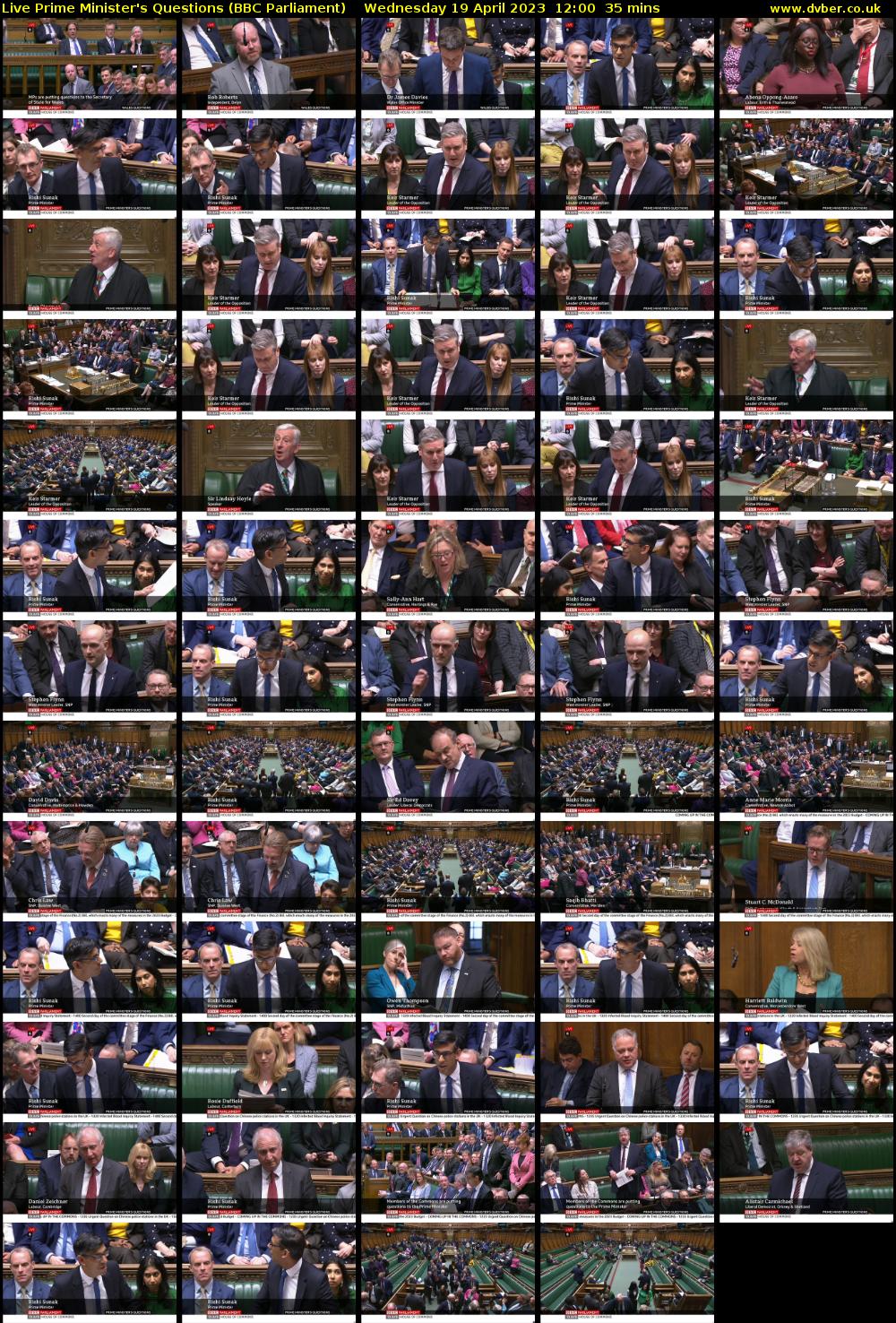 Live Prime Minister's Questions (BBC Parliament) Wednesday 19 April 2023 12:00 - 12:35