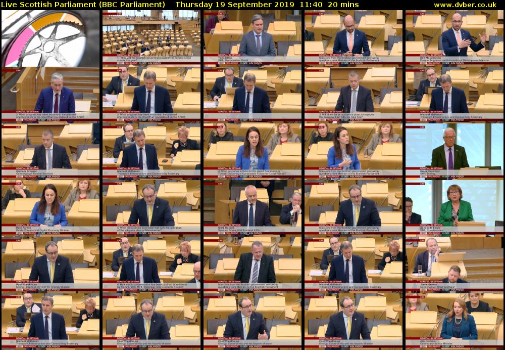 Live Scottish Parliament (BBC Parliament) Thursday 19 September 2019 11:40 - 12:00