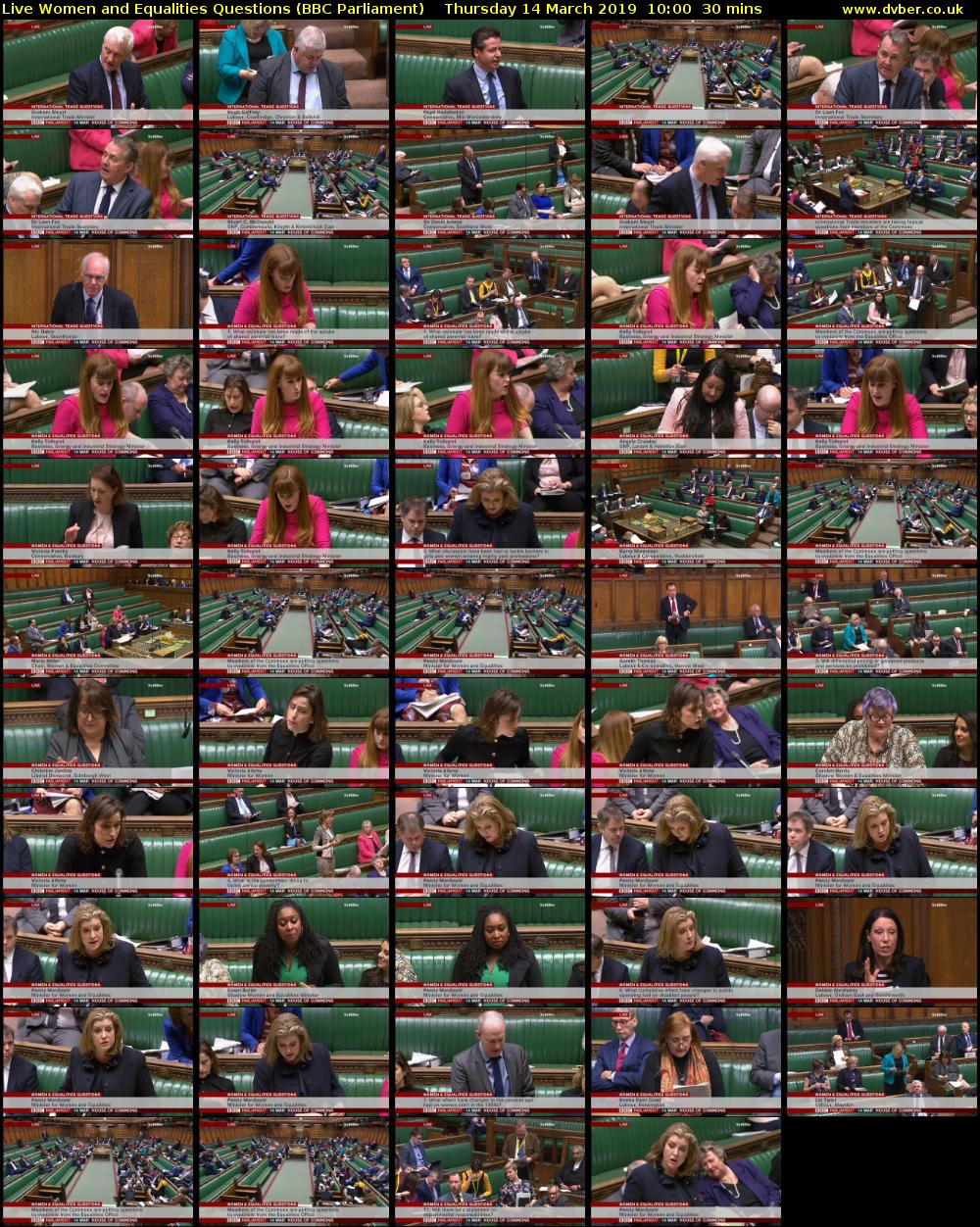 Live Women and Equalities Questions (BBC Parliament) Thursday 14 March 2019 10:00 - 10:30