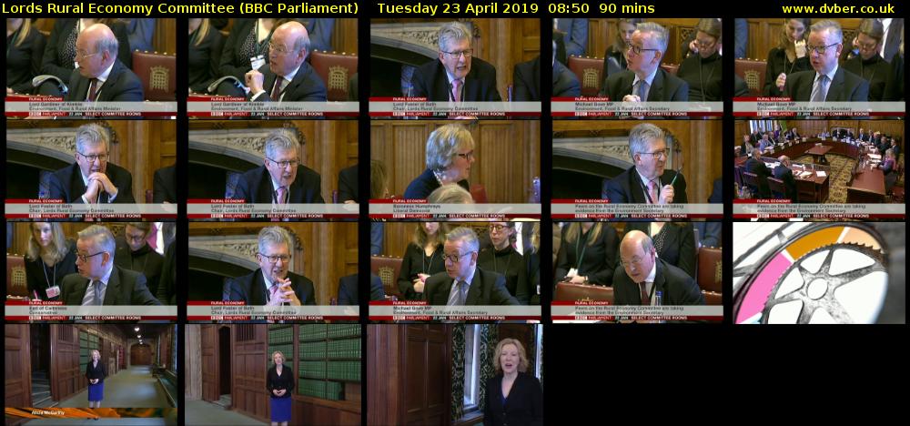 Lords Rural Economy Committee (BBC Parliament) Tuesday 23 April 2019 08:50 - 10:20