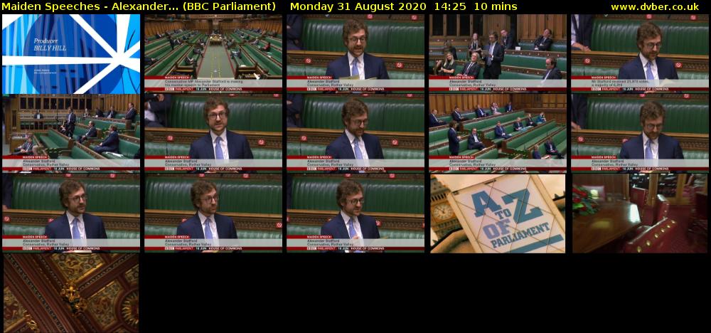 Maiden Speeches - Alexander... (BBC Parliament) Monday 31 August 2020 14:25 - 14:35