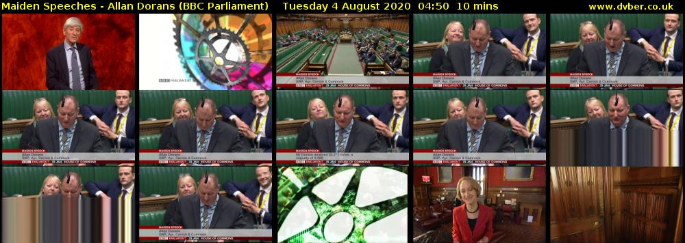 Maiden Speeches - Allan Dorans (BBC Parliament) Tuesday 4 August 2020 04:50 - 05:00