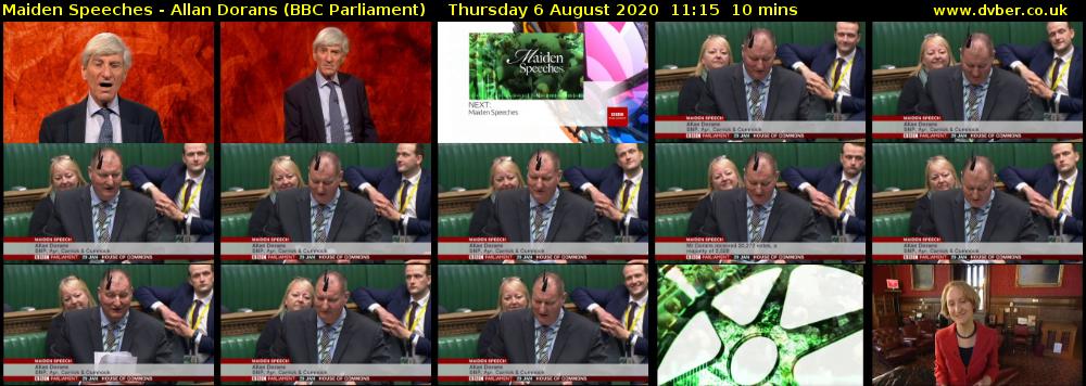 Maiden Speeches - Allan Dorans (BBC Parliament) Thursday 6 August 2020 11:15 - 11:25
