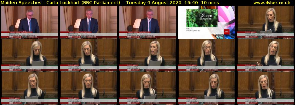 Maiden Speeches - Carla Lockhart (BBC Parliament) Tuesday 4 August 2020 16:40 - 16:50