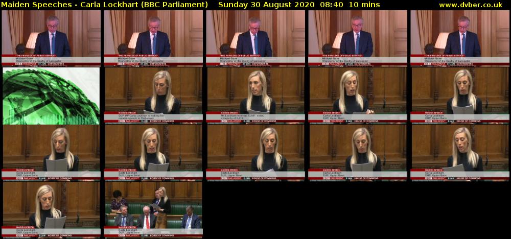 Maiden Speeches - Carla Lockhart (BBC Parliament) Sunday 30 August 2020 08:40 - 08:50