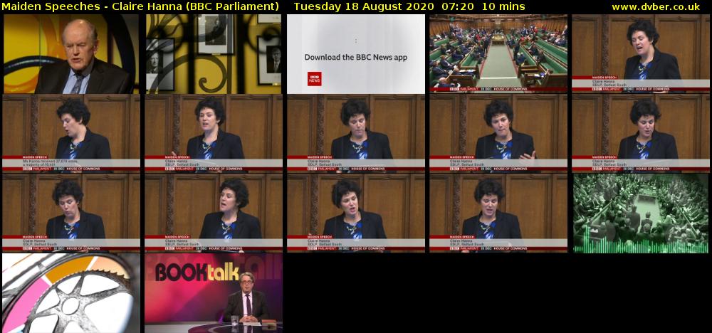 Maiden Speeches - Claire Hanna (BBC Parliament) Tuesday 18 August 2020 07:20 - 07:30