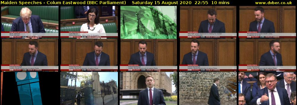 Maiden Speeches - Colum Eastwood (BBC Parliament) Saturday 15 August 2020 22:55 - 23:05