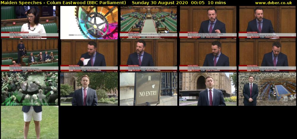 Maiden Speeches - Colum Eastwood (BBC Parliament) Sunday 30 August 2020 00:05 - 00:15