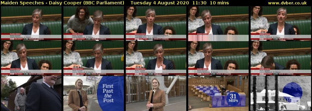 Maiden Speeches - Daisy Cooper (BBC Parliament) Tuesday 4 August 2020 11:30 - 11:40