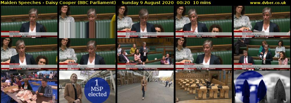 Maiden Speeches - Daisy Cooper (BBC Parliament) Sunday 9 August 2020 00:20 - 00:30