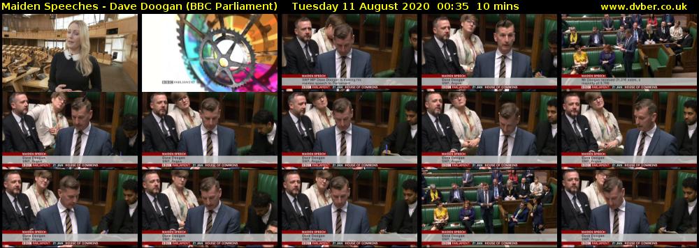Maiden Speeches - Dave Doogan (BBC Parliament) Tuesday 11 August 2020 00:35 - 00:45