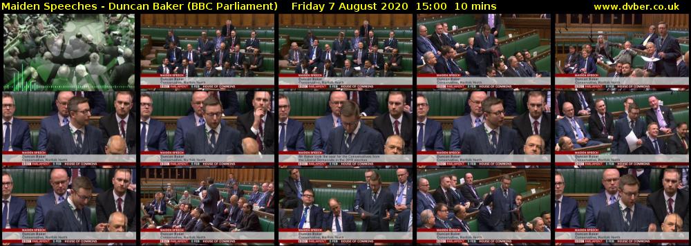 Maiden Speeches - Duncan Baker (BBC Parliament) Friday 7 August 2020 15:00 - 15:10