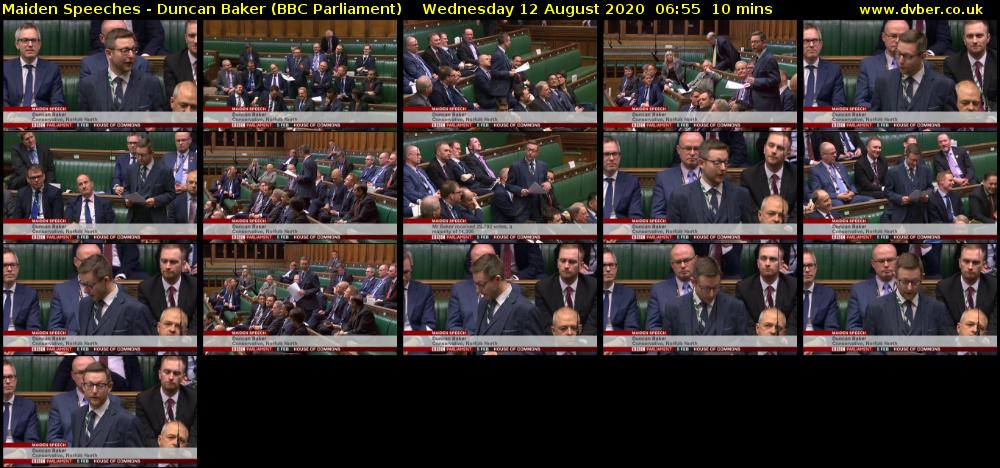 Maiden Speeches - Duncan Baker (BBC Parliament) Wednesday 12 August 2020 06:55 - 07:05