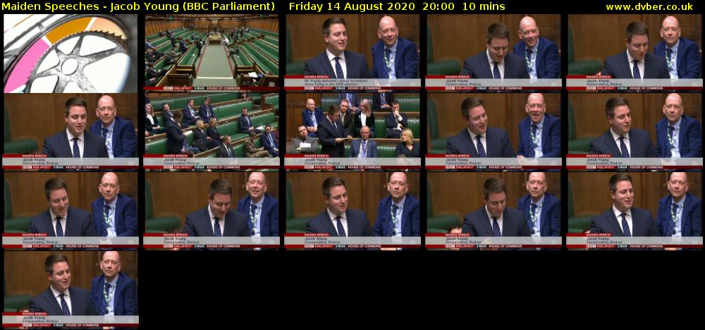 Maiden Speeches - Jacob Young (BBC Parliament) Friday 14 August 2020 20:00 - 20:10