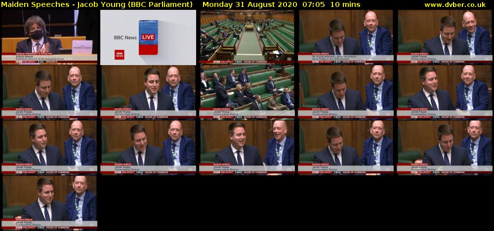 Maiden Speeches - Jacob Young (BBC Parliament) Monday 31 August 2020 07:05 - 07:15