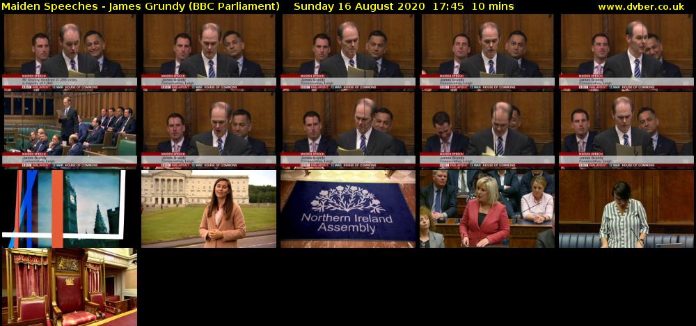 Maiden Speeches - James Grundy (BBC Parliament) Sunday 16 August 2020 17:45 - 17:55