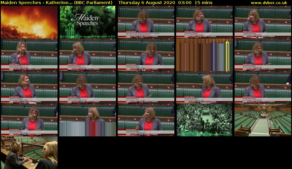 Maiden Speeches - Katherine... (BBC Parliament) Thursday 6 August 2020 03:00 - 03:15