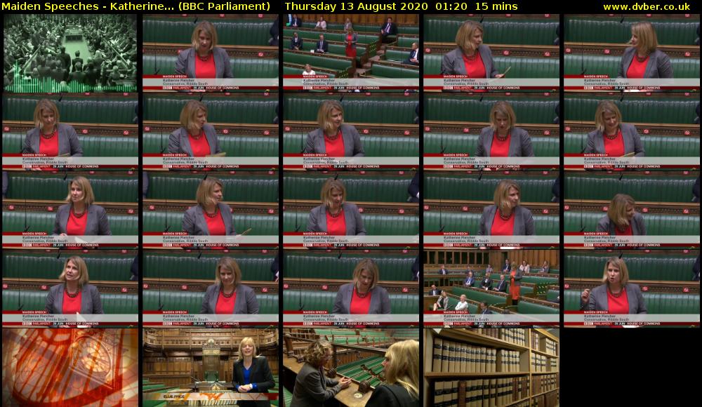 Maiden Speeches - Katherine... (BBC Parliament) Thursday 13 August 2020 01:20 - 01:35