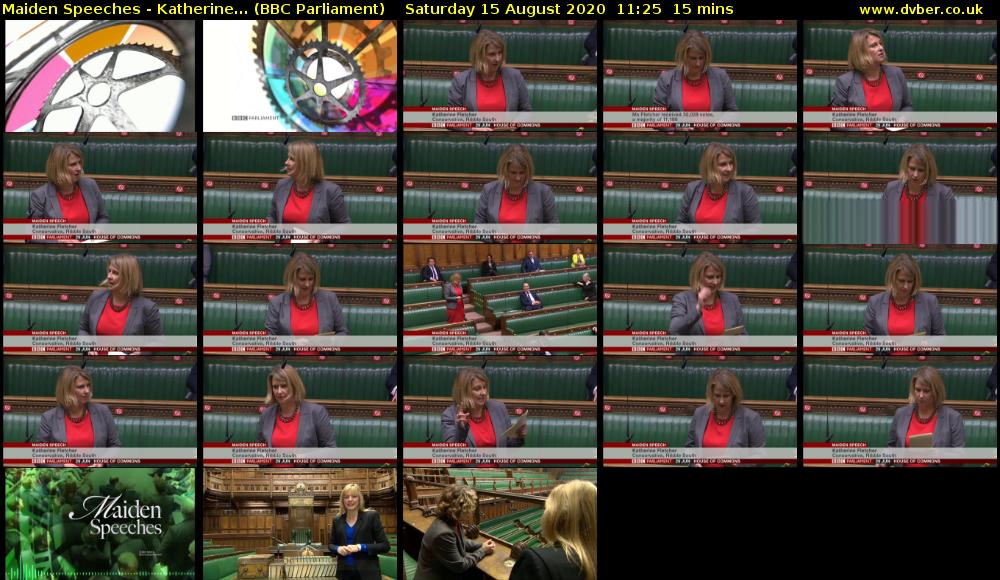Maiden Speeches - Katherine... (BBC Parliament) Saturday 15 August 2020 11:25 - 11:40