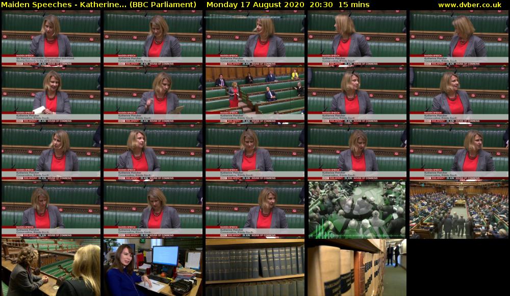 Maiden Speeches - Katherine... (BBC Parliament) Monday 17 August 2020 20:30 - 20:45