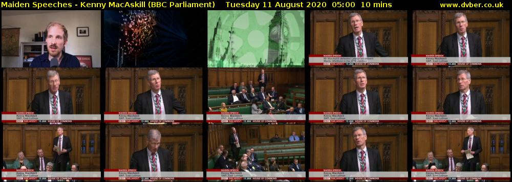 Maiden Speeches - Kenny MacAskill (BBC Parliament) Tuesday 11 August 2020 05:00 - 05:10