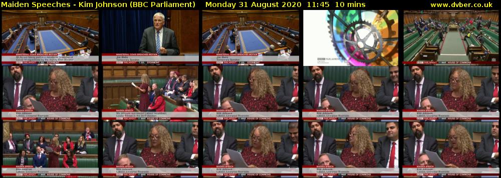 Maiden Speeches - Kim Johnson (BBC Parliament) Monday 31 August 2020 11:45 - 11:55