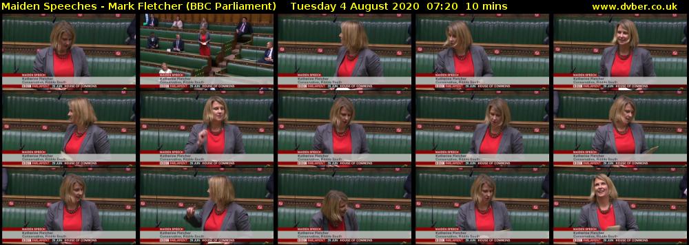 Maiden Speeches - Mark Fletcher (BBC Parliament) Tuesday 4 August 2020 07:20 - 07:30