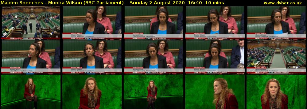 Maiden Speeches - Munira Wilson (BBC Parliament) Sunday 2 August 2020 16:40 - 16:50