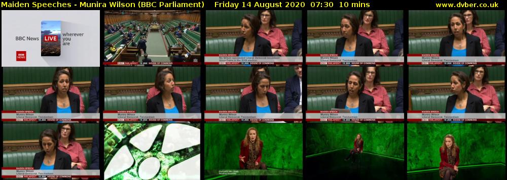 Maiden Speeches - Munira Wilson (BBC Parliament) Friday 14 August 2020 07:30 - 07:40