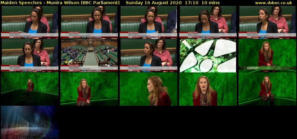 Maiden Speeches - Munira Wilson (BBC Parliament) Sunday 16 August 2020 17:10 - 17:20