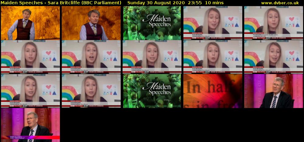 Maiden Speeches - Sara Britcliffe (BBC Parliament) Sunday 30 August 2020 23:55 - 00:05